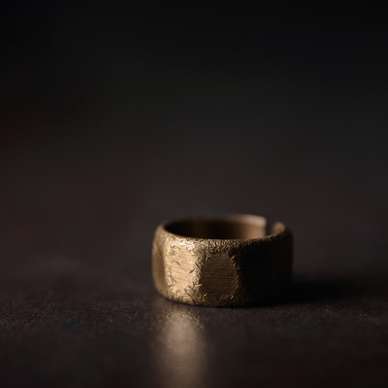 チベットのシンプルなデザインの銅真鍮製フロストウェルスリング - 10mm - 56.2mm - image 8