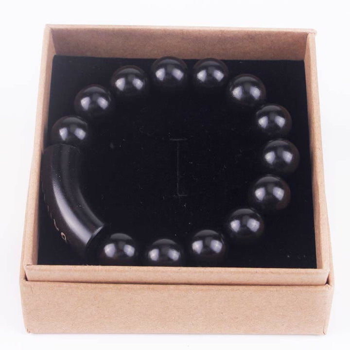 Buddha Stones999 スターリングシルバー黒檀オーム・マニ・パドメ・フム象嵌 バランスブレスレット