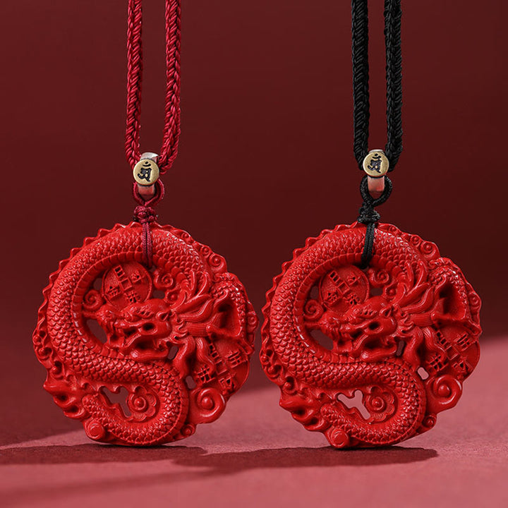 龍の年Buddha Stones925スターリングシルバー 天然辰砂 銅貨 幸運のネックレスペンダント