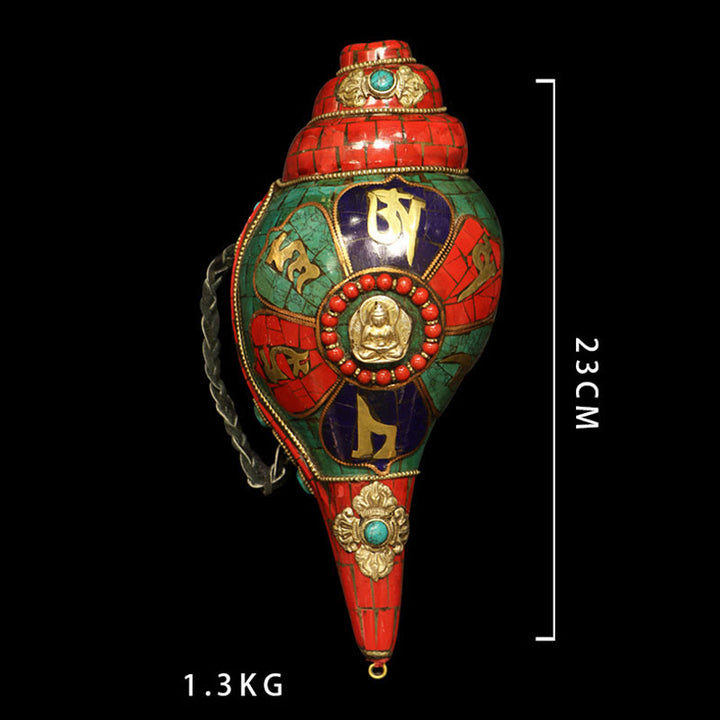 チベットの手作りシャンカオーム・マニ・パドメ・フム仏法螺貝幸運の装飾 - image 15