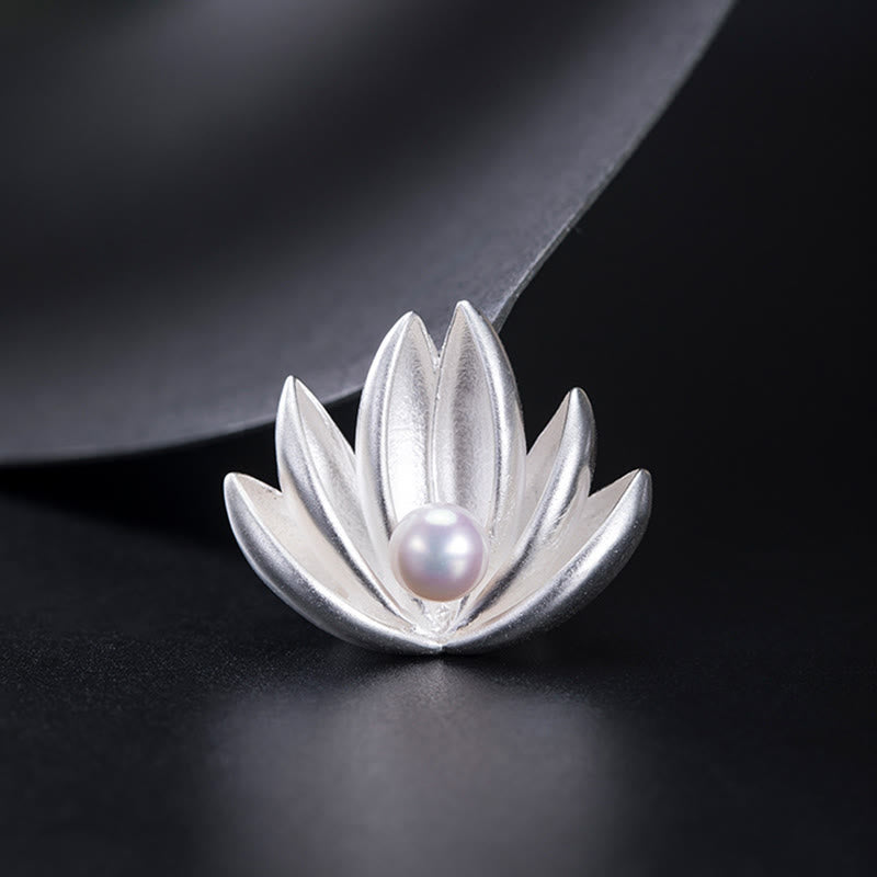 Buddha Stones925スターリングシルバー 蓮の花パール 新たな始まりのブローチ