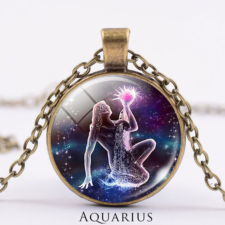 12星座の月と星空の守護の祝福ネックレスペンダント