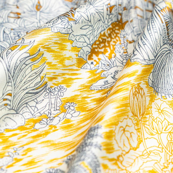 Buddha Stonesジャングル油絵吉兆雲100%マルベリーシルクスカーフプレミアムグレード6A両面シルクネックスカーフ - image 2