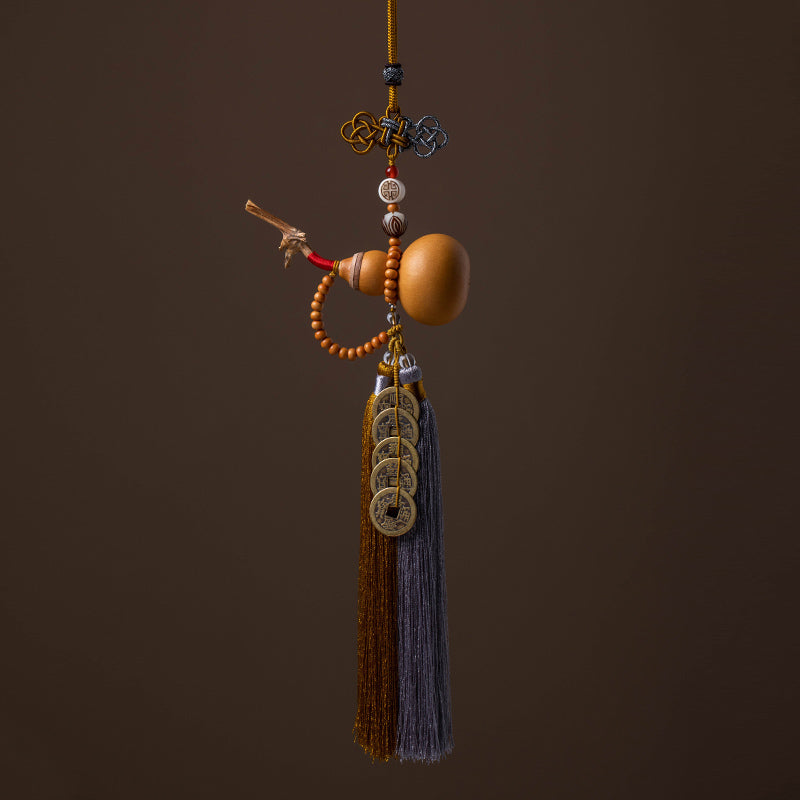 Buddha Stones風水 コイン ひょうたん 中国結び 幸運コイン 五帝 お金 富 タッセル 装飾 - シエナ - image 10