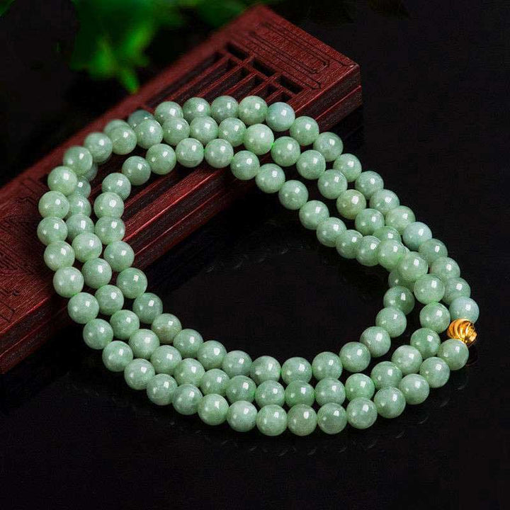 108個のビーズの翡翠の幸運のブレスレットのMala