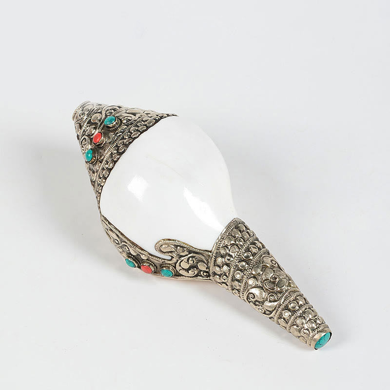 チベットの天然シャンカ貝殻、幸運の富をもたらす家の装飾 - シャンク 24×14.5cm - image 8