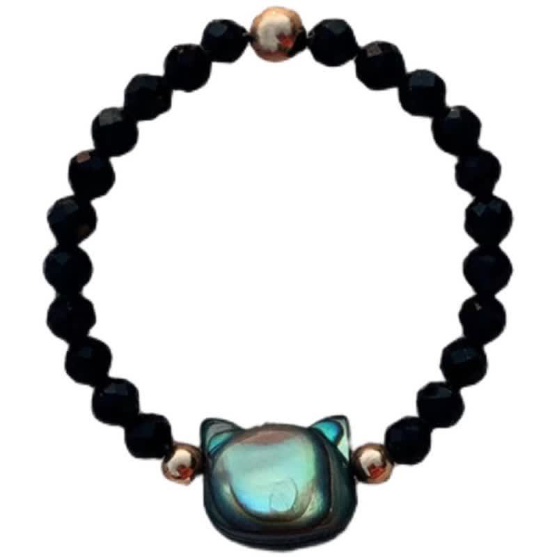 Buddha Stones天然シャコガイ石愛らしい猫14Kゴールド祝福リング - image 10