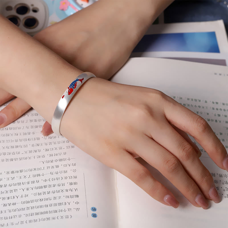 Buddha Stones999スターリングシルバー 鯉の幸運カフブレスレットバングル - image 3