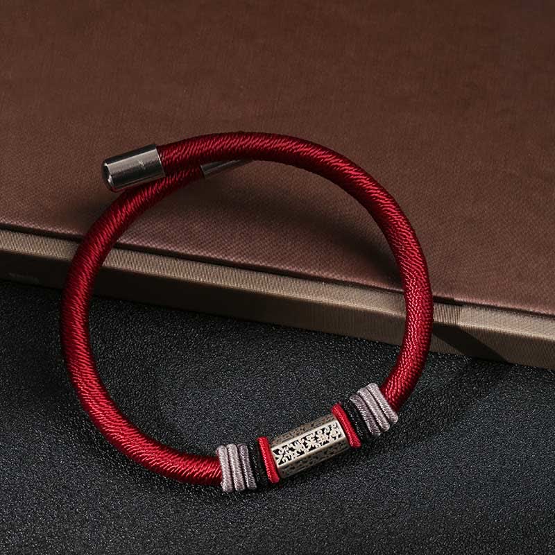 Buddha Stones925スターリングシルバーオーム・マニ・パドメ・フム平和の赤紐ブレスレット - image 5