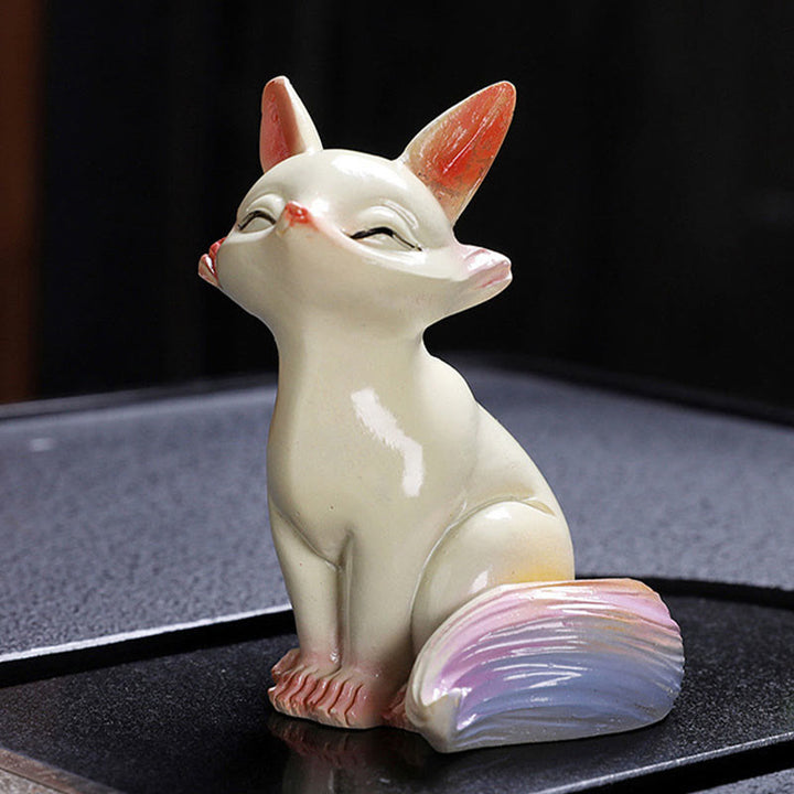 色が変わるBuddha Stones小さくてかわいいキツネのティーペット 樹脂製 置物 インテリア
