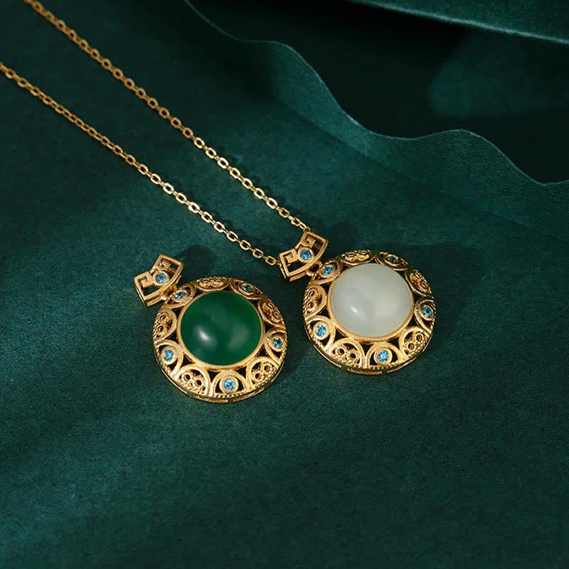 925スターリングシルバーグリーンカルセドニー和田白翡翠の強さのネックレスペンダント