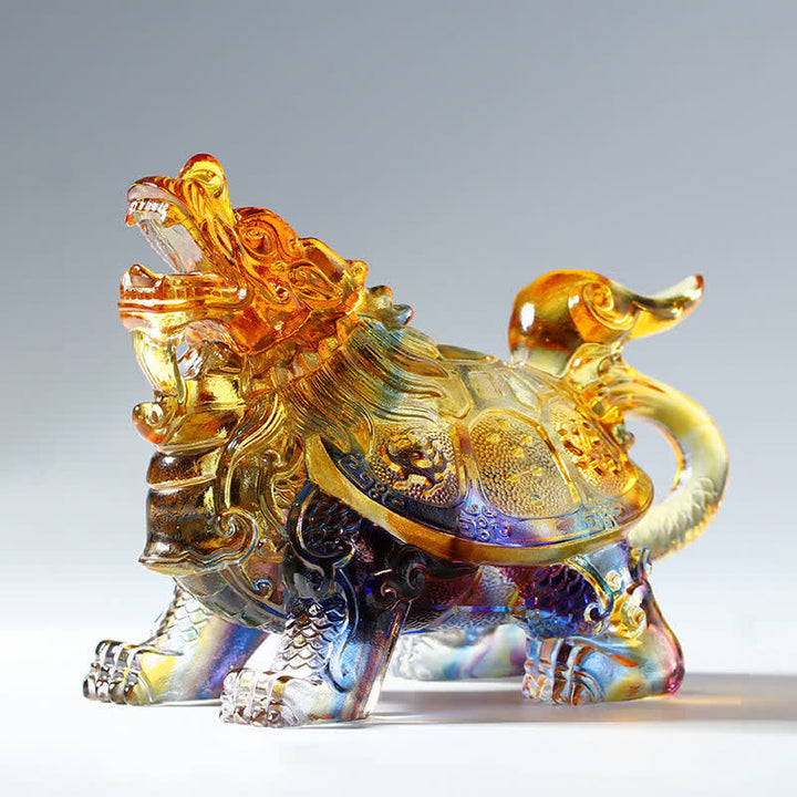 風水ドラゴンタートルハンドメイドLiuliクリスタルアートピースホームオフィスデコレーション
