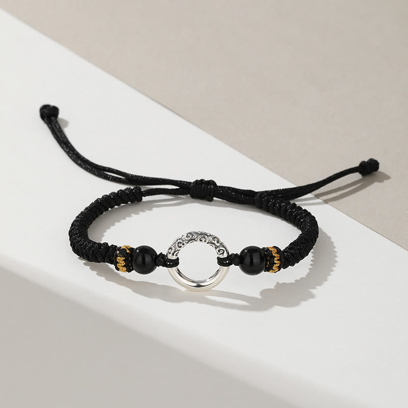 Buddha Stones925スターリングシルバー ピース平和のお守りチャームの良い雲幸運繁栄の編み込みブレスレット - image 1