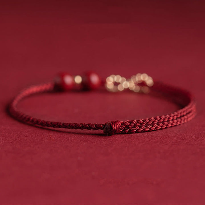 Buddha Stones 辰砂＆赤い糸 祝福の14Kゴールド 無限大シンボル ブレスレット＆アンクレット