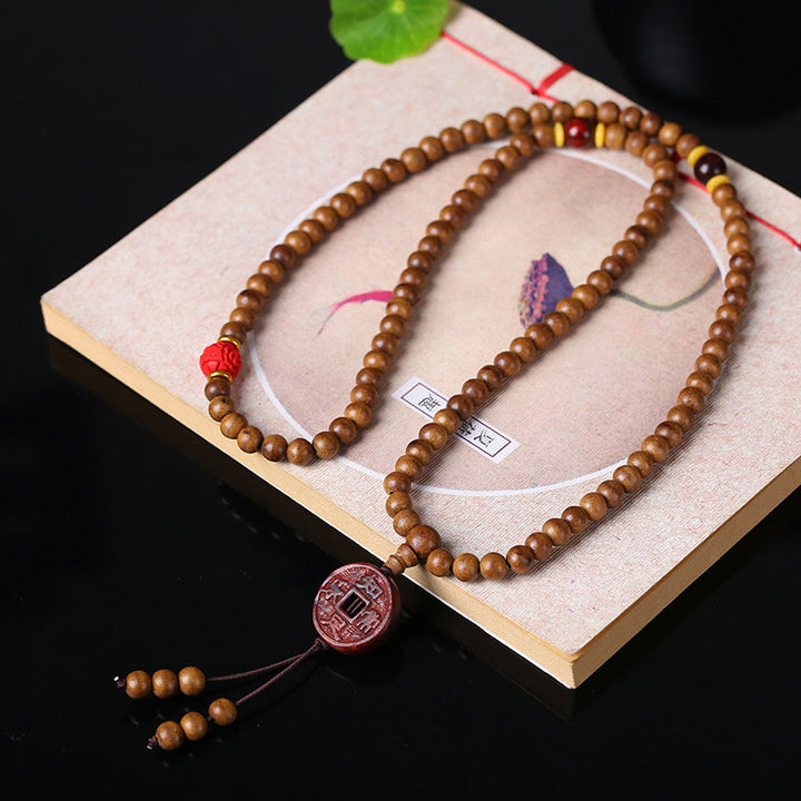 Buddha Stones108 個入りMalaビーズ 桃の木 菩提樹 蓮 祈り 瞑想 ブレスレット