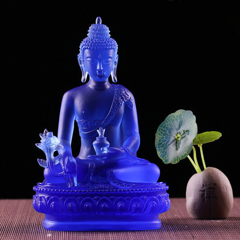 Buddha Stones薬師如来 手作り 瑠璃水晶 芸術作品 慈悲の像 自宅 オフィス 供物 装飾 - image 2
