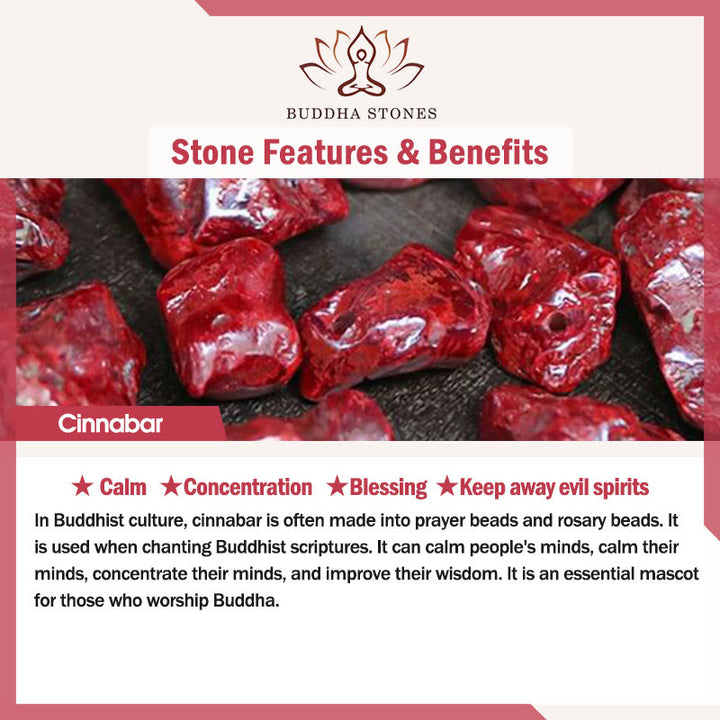 Buddha Stones桃の花結び 辰砂ビーズ 8連編み良縁祈願ブレスレット - image 7
