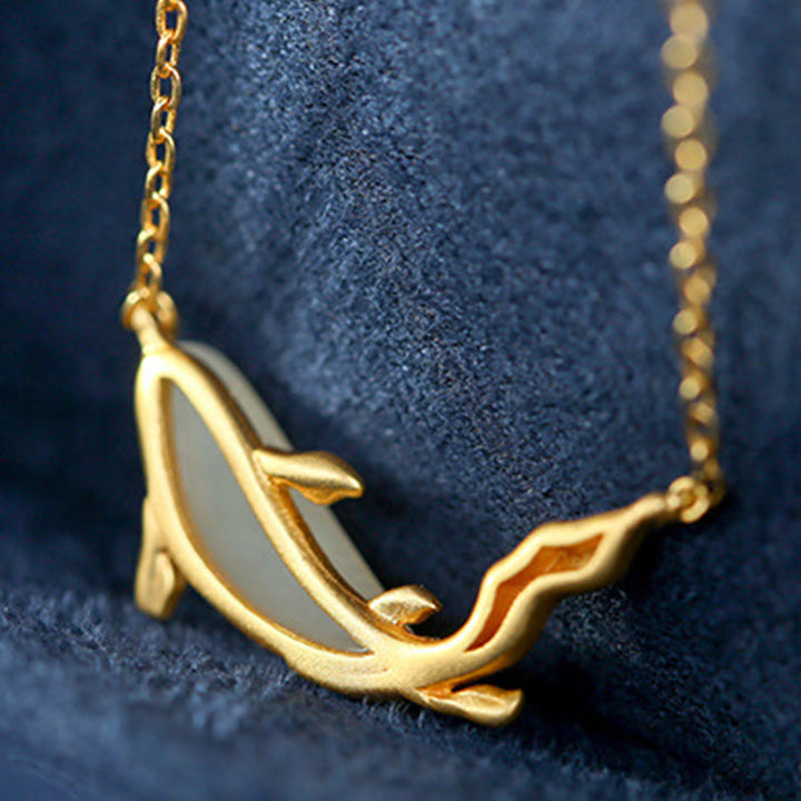 Buddha Stones925スターリングシルバー ホワイトジェイド ドルフィン 幸運のネックレスペンダント - image 11