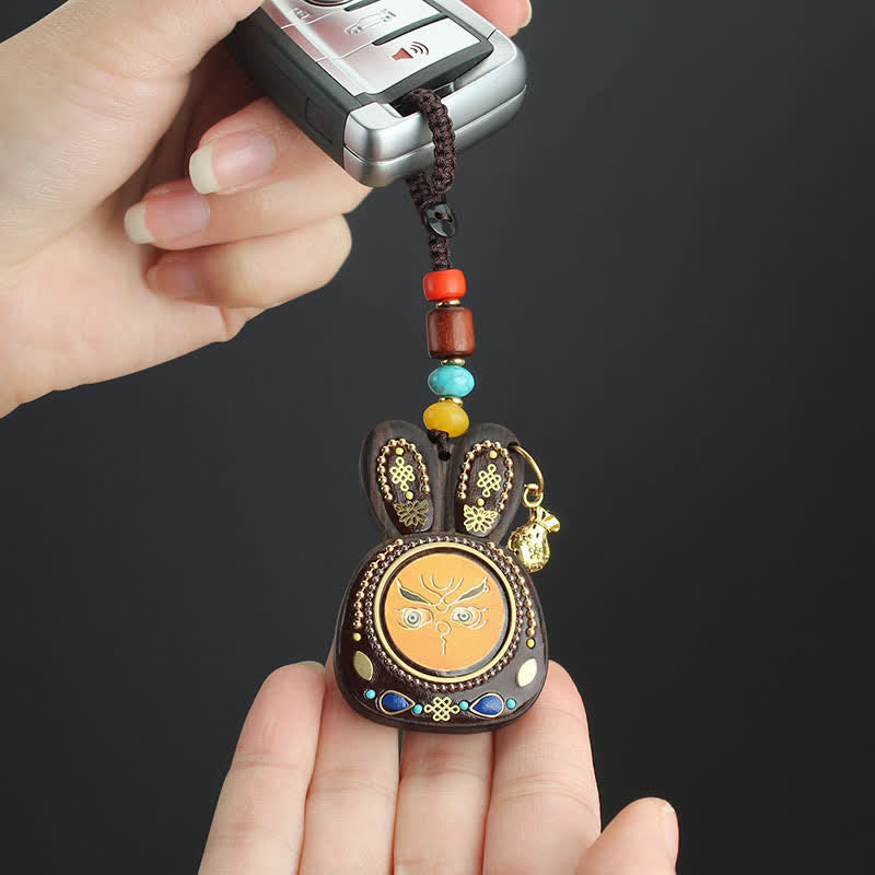 チベット黒檀五福神タンカキーホルダー