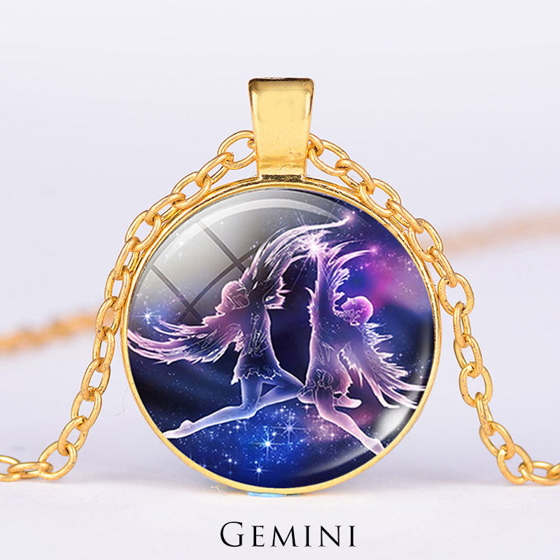 12星座の月と星空の守護の祝福ネックレスペンダント