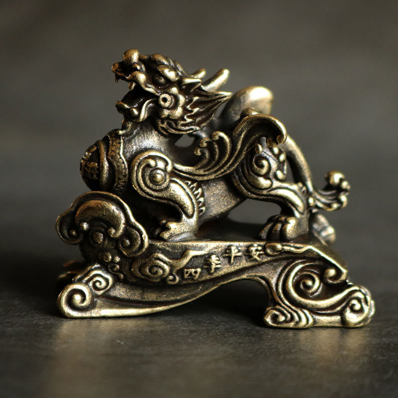 Buddha Stones手作り 風水 貔貅 銅製 富と幸運の飾り - 右貔貅一匹 - image 2