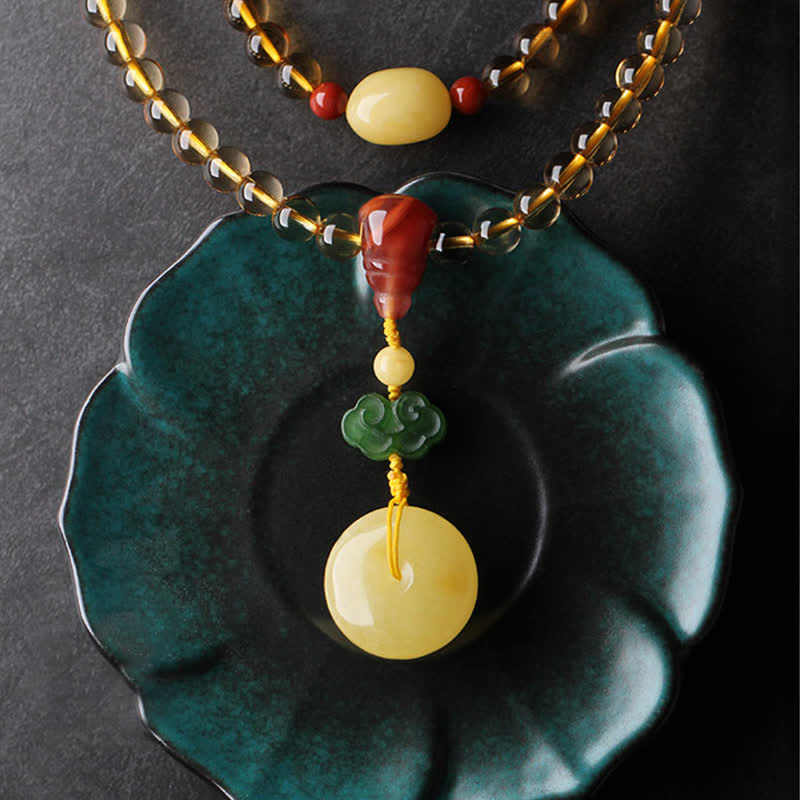 108個のマーラー数珠ビーズ、天然シトリン、アンバー、平和のお守りチャーム、レッドアゲート、貔貅（ピクシウ）保護チャームブレスレット - image 6