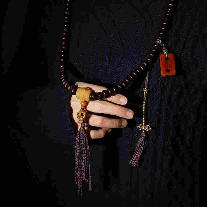 チベットBuddha Stones108 個入りMalaビーズ 紫菩提樹 八卦金剛杵 縁起物 ブレスレット