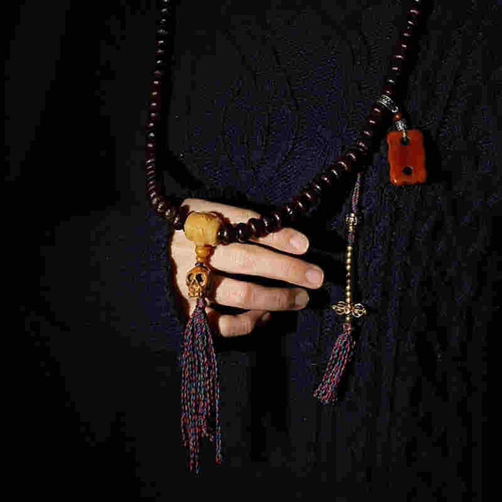 チベットBuddha Stones108 個入りMalaビーズ 紫菩提樹 八卦金剛杵 縁起物 ブレスレット