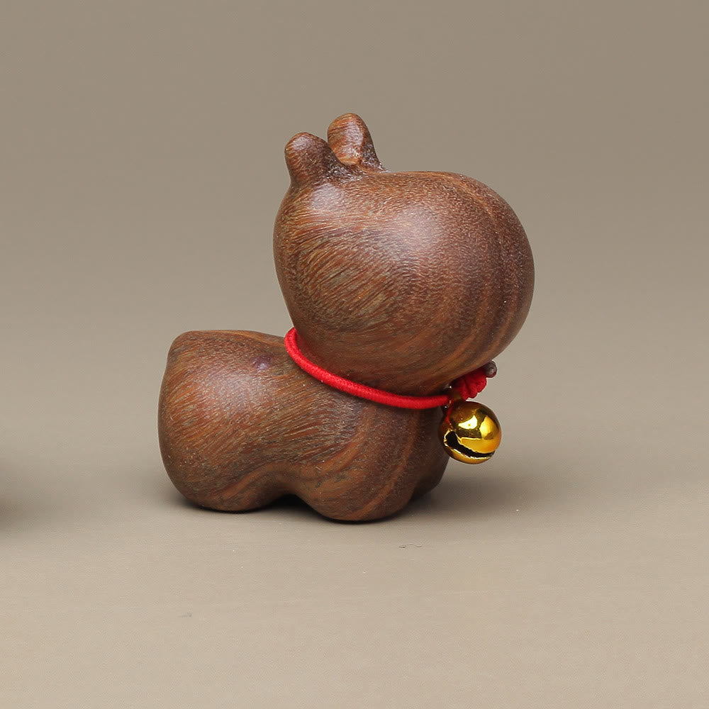 Buddha Stones緑白檀小葉紫檀かわいい猫の動物 心を落ち着かせる平和の装飾 - グリーンサンダルウッドヒッポ - image 23