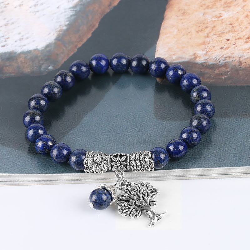 Buddha Stones天然石 生命の樹 ラッキーチャーム ストレッチブレスレット