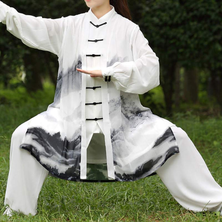 3点セット 水墨画 瞑想 祈り スピリチュアル 禅 太極拳 気功 練習 ユニセックス 服 セット