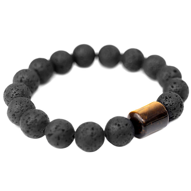 Buddha Stones 溶岩・黒檀・タイガーアイ使用 ヒーリングブレスレット