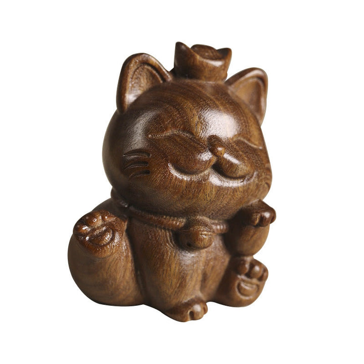 Buddha Stonesミニグリーンサンダルウッドインゴットラッキーキャット彫刻平和デスクデコレーション - image 20