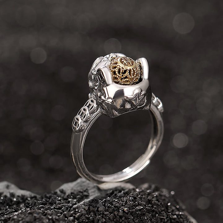 Buddha Stones925 スターリングシルバー 貔貅 銅貨 富 調節可能リング - image 2