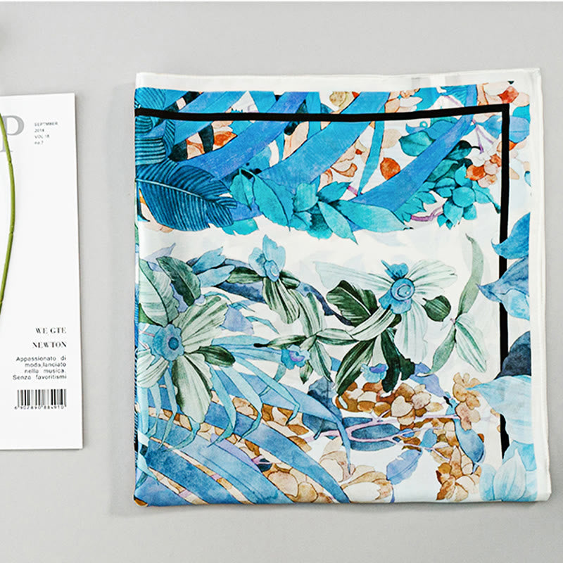 Buddha Stonesジャングル油絵吉兆雲100%マルベリーシルクスカーフプレミアムグレード6A両面シルクネックスカーフ - image 12