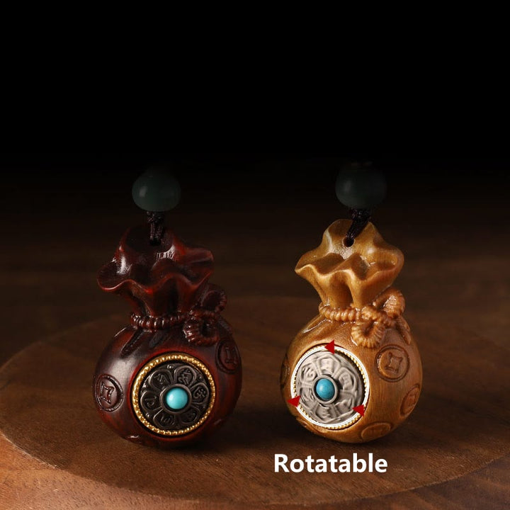 Buddha Stones小葉紫檀緑白檀 マネーバッグオーム・マニ・パドメ・フム回転式保護吊り下げ装飾 - image 34