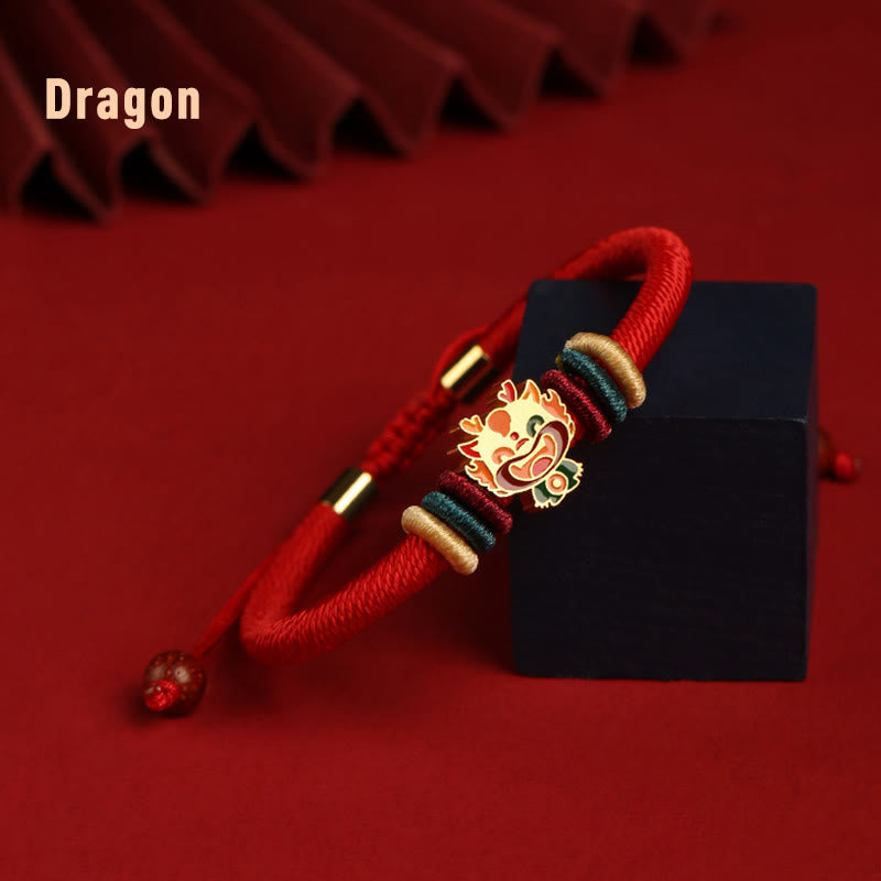 Buddha Stonesハンドメイド925スターリングシルバードラゴン年かわいい中国の十二支幸運編み込みレッドブレスレット - ドラゴン（手首周り14～19cm） - image 2