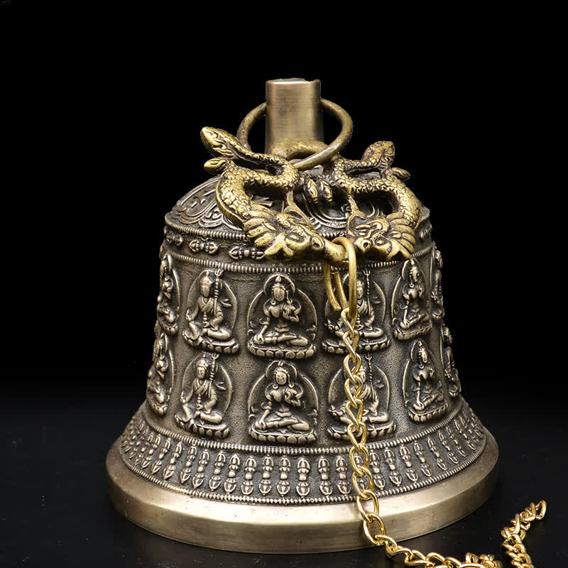 チベット彫刻仏龍風鈴銅製幸運壁掛け装飾 - image 1