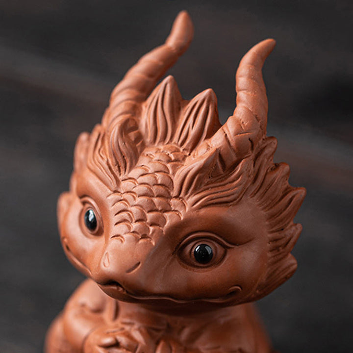 Buddha Stones幸運 龍 富 茶 ペット 紫 粘土 置物 装飾 - image 12