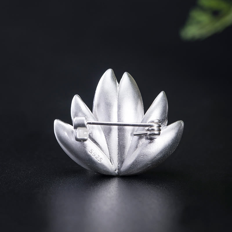 Buddha Stones925スターリングシルバー 蓮の花パール 新たな始まりのブローチ