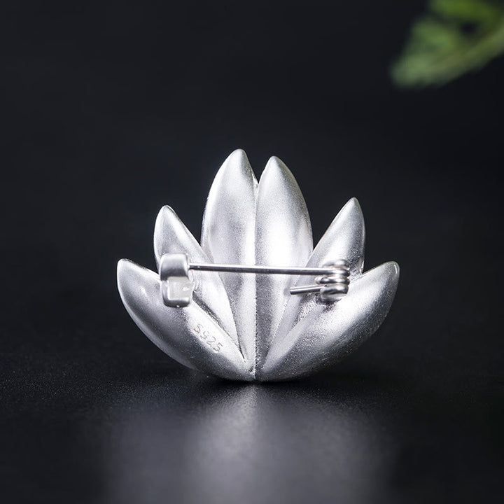 Buddha Stones925スターリングシルバー 蓮の花パール 新たな始まりのブローチ