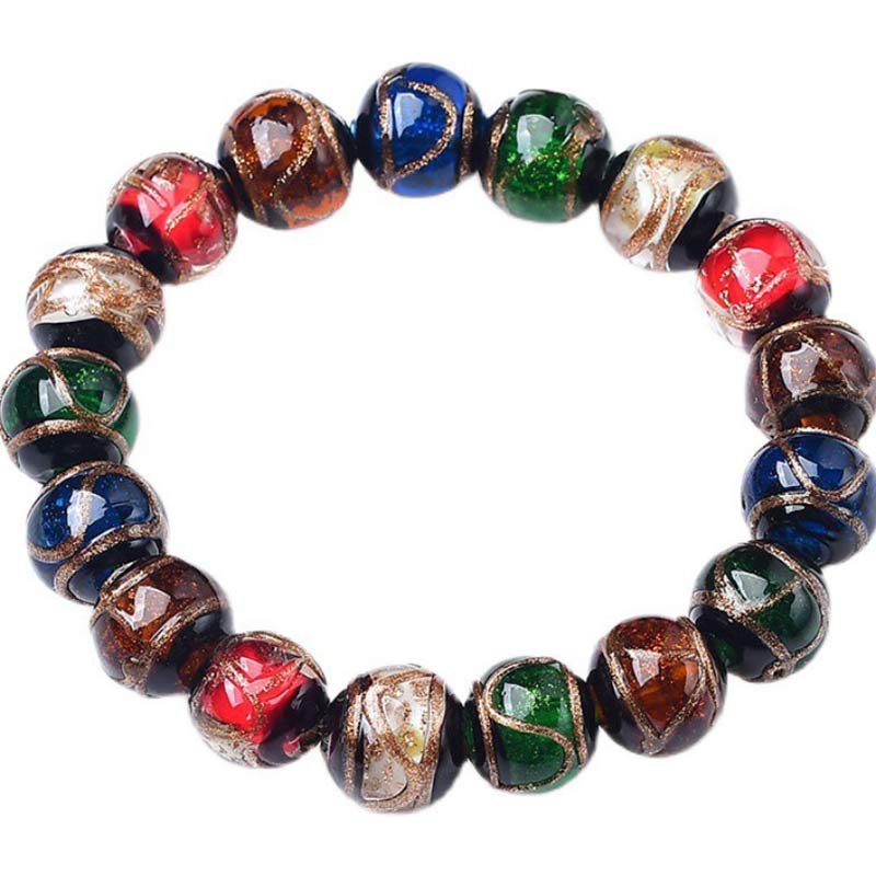 Buddha Stonesカラフル 琉璃 ガラス ビーズ幸運ブレスレット - image 6