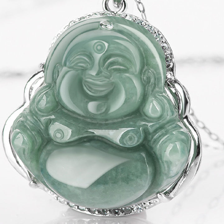 Buddha Stones925スターリングシルバー 笑う仏陀 翡翠 豊穣のネックレスチェーンペンダント - image 6