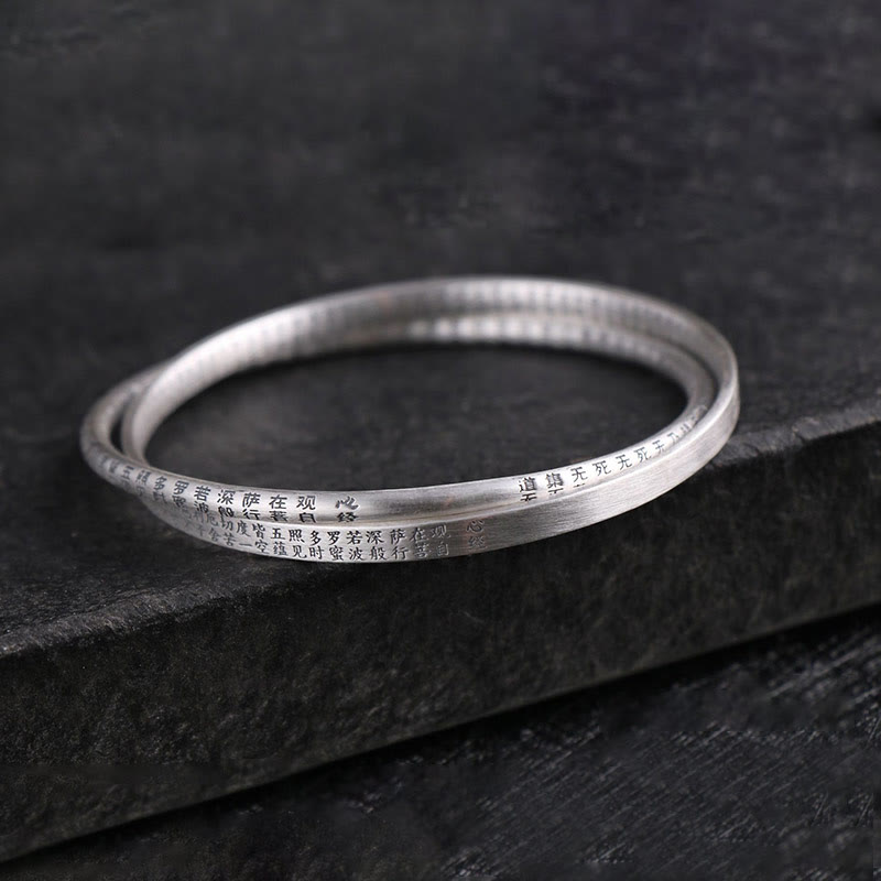Buddha Stones999スターリングシルバー 般若心経彫刻守護ブレスレットバングル - image 4