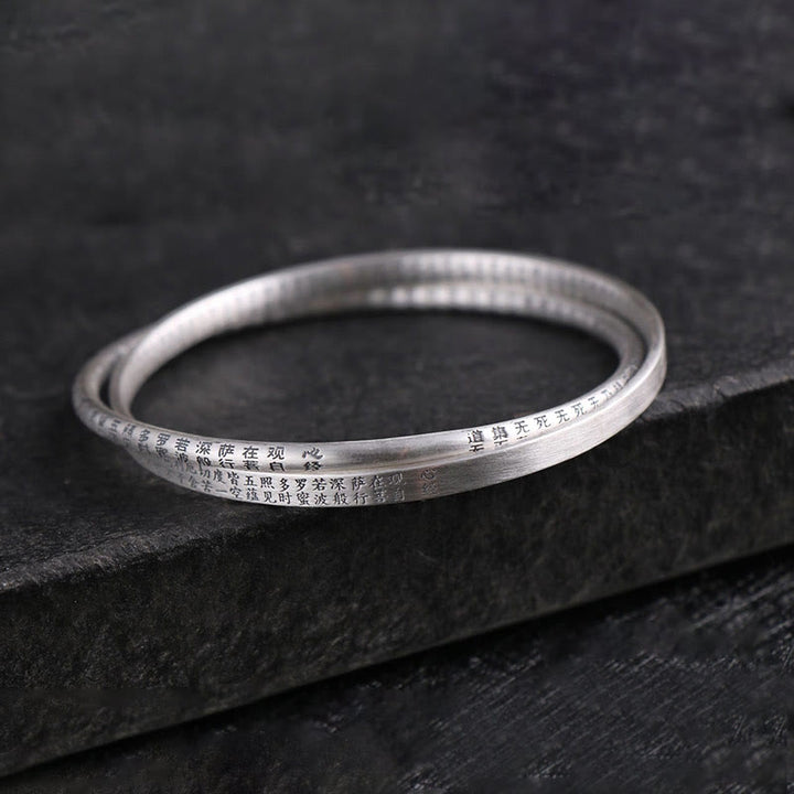 Buddha Stones999スターリングシルバー 般若心経彫刻守護ブレスレットバングル - image 4