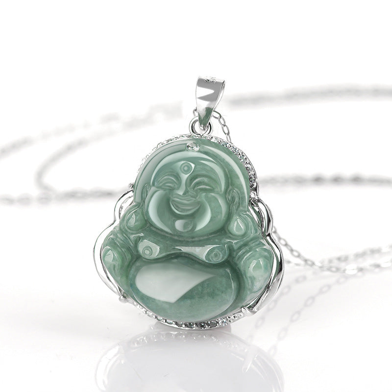 Buddha Stones925スターリングシルバー 笑う仏陀 翡翠 豊穣のネックレスチェーンペンダント - image 4