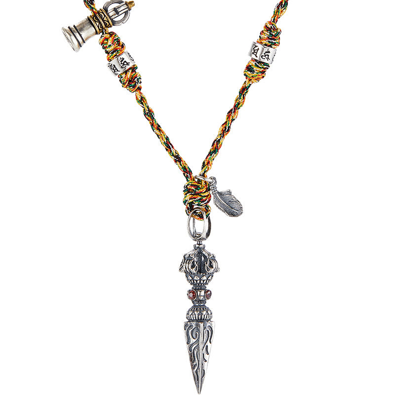 Buddha Stonesチベット ハンドメイド 925 スターリングシルバー ドルジェ ヴァジュラオーム・マニ・パドメ・フムフェザー ストレングス ネックレス ペンダント - image 12