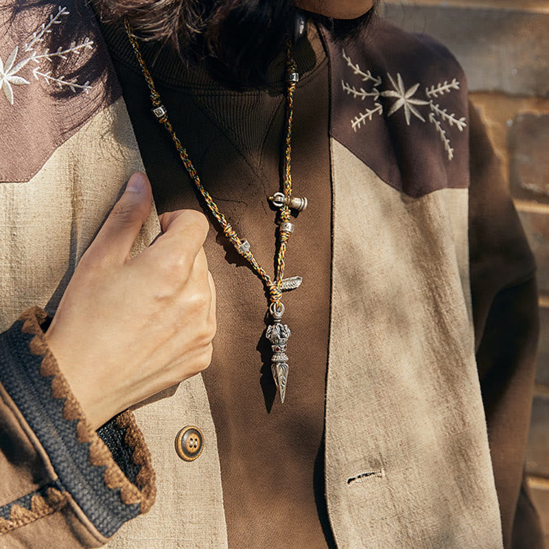 Buddha Stonesチベット ハンドメイド 925 スターリングシルバー ドルジェ ヴァジュラオーム・マニ・パドメ・フムフェザー ストレングス ネックレス ペンダント - image 5