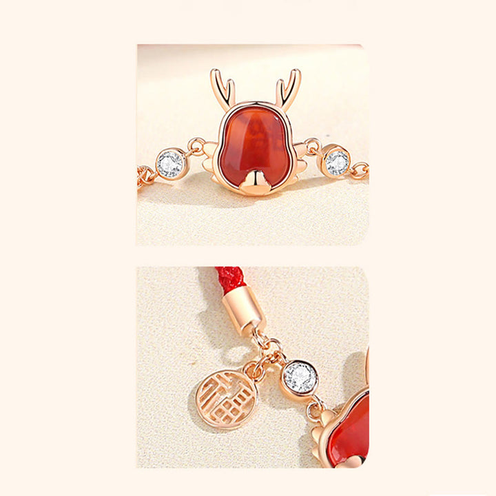 ❗❗❗フラッシュセール -Buddha Stones925 スターリングシルバー 龍年 天然レッドアゲート 龍幸運繁栄を引き寄せる 福 性格強さブレスレットネックレス ペンダント イヤリング - image 20