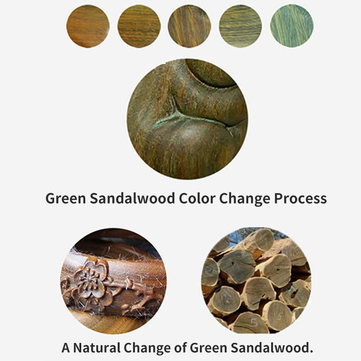 Buddha Stones小さなミニグリーンサンダルウッド ラッキーキャット彫刻 癒しの装飾品 - image 7